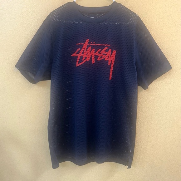 Stüssy RARE Navy/Orange Jersey Mesh Shirt Size XL Excellent Condition! - Picture 2 of 9